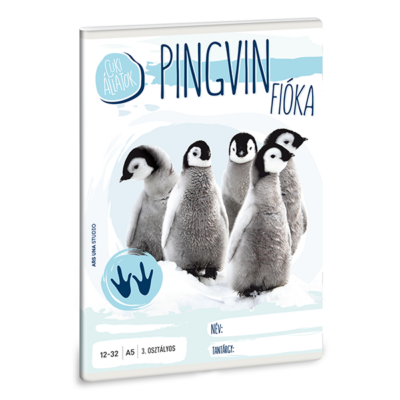 Füzet ARS UNA A/5 32 lapos vonalas 12-32 III.osztályos Cuki állatok-pingvin fióka